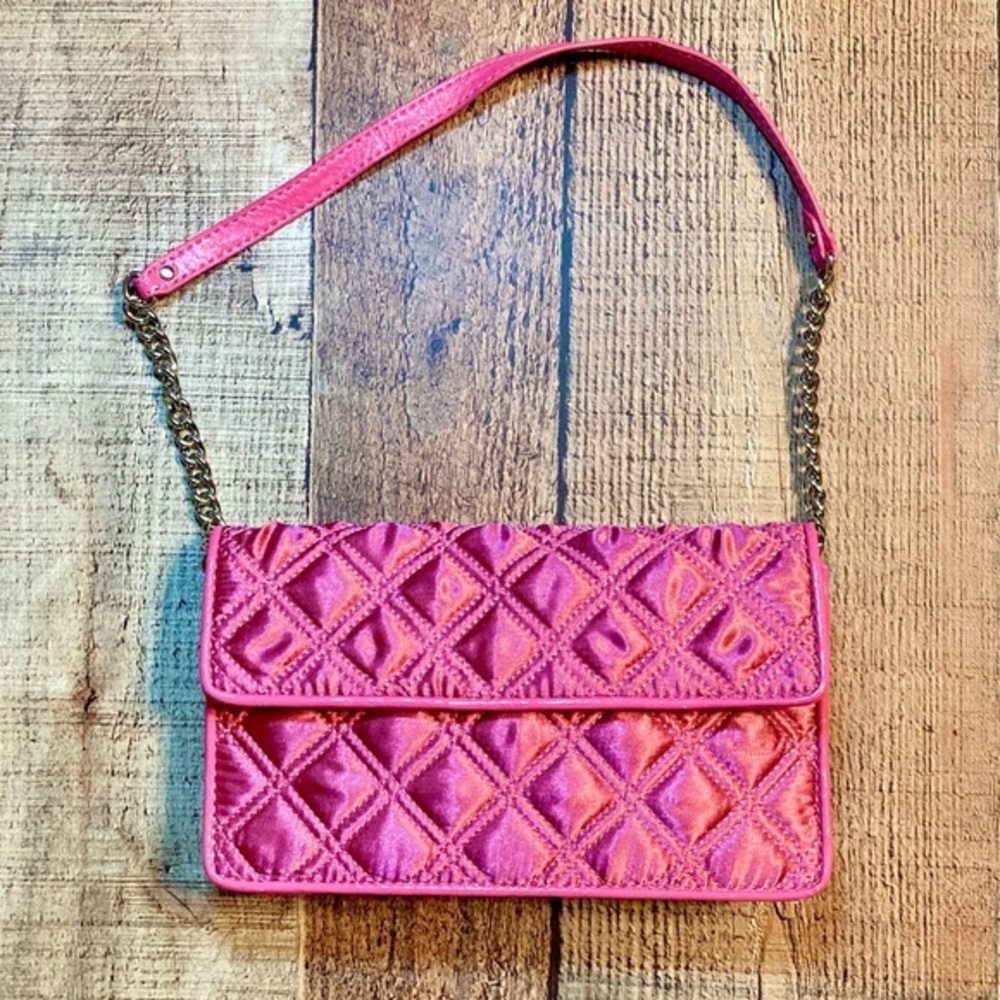 Y2K The‎ Limited Hot Pink Quilted Satin Patent Shoulder Bag Clutch on Chain